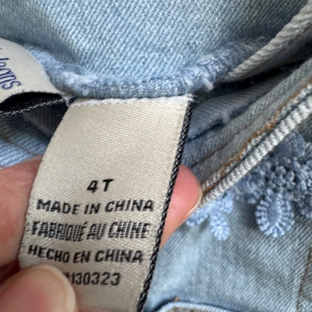 Calvin Klein Jeans 4T Girls Light Blue Floral Kids Short Overalls - Picture 6 of 8